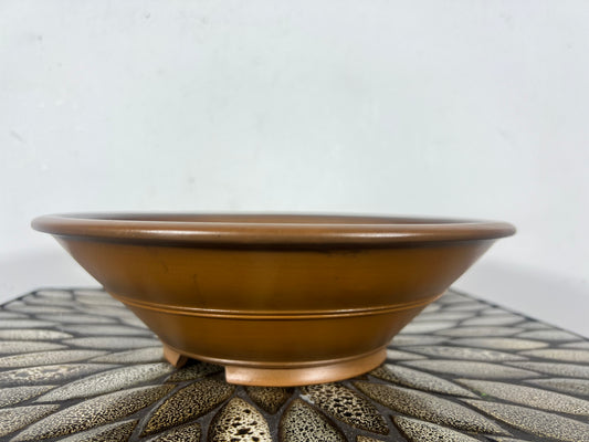 Preowned Japanese Tokoname Round Bonsai Pot Bigei - 9.5” By 2 7/8”