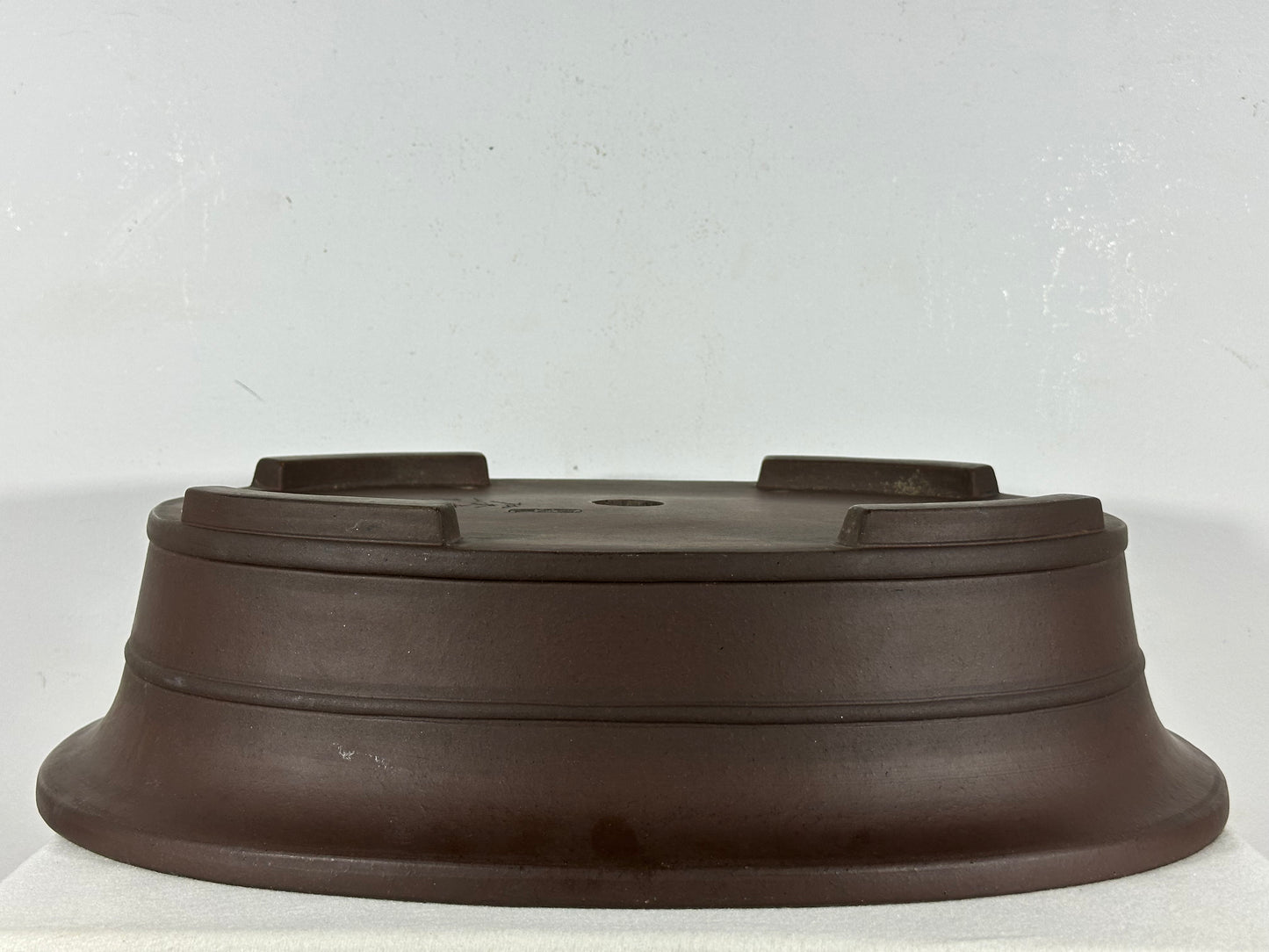 Preowned Japanese Tokoname Unglazed Oval Bonsai Pot Yamaaki - 18” By 14.5”