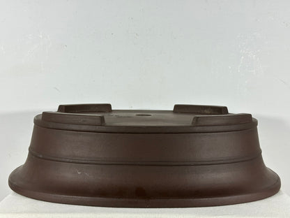 Preowned Japanese Tokoname Unglazed Oval Bonsai Pot Yamaaki - 18” By 14.5”