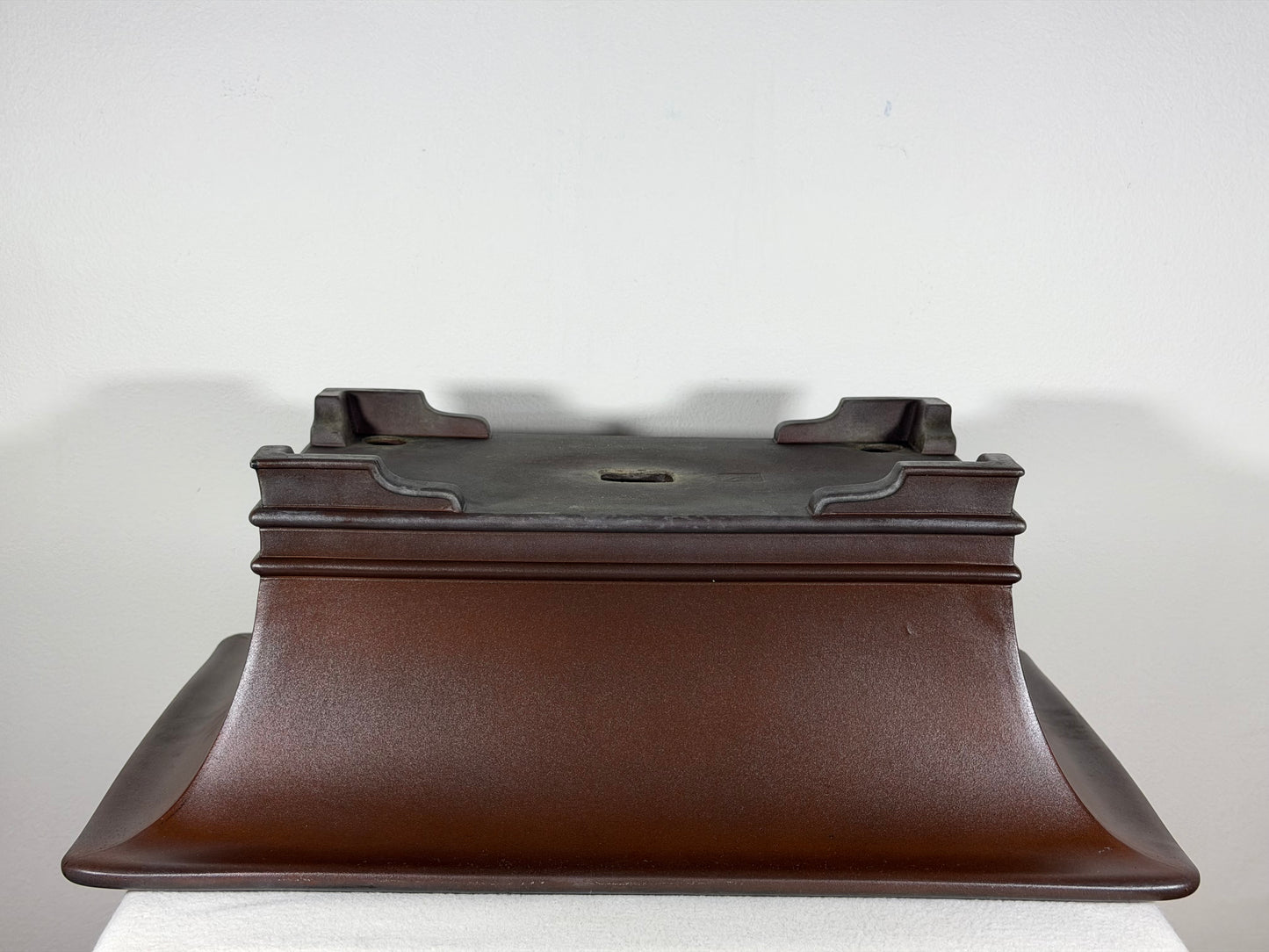Preowned Japanese Tokoname Unglazed Rectangular Bonsai Pot Senkouen - 18.5” By 13.5”