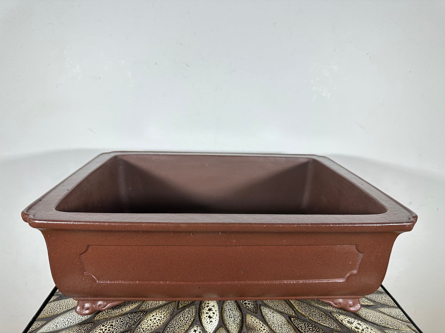 Preowned Japanese Tokoname Unglazed Rectangular Bonsai Pot Yamaaki - 14.75” By 11.25”
