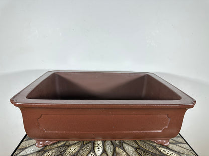 Preowned Japanese Tokoname Unglazed Rectangular Bonsai Pot Yamaaki - 14.75” By 11.25”