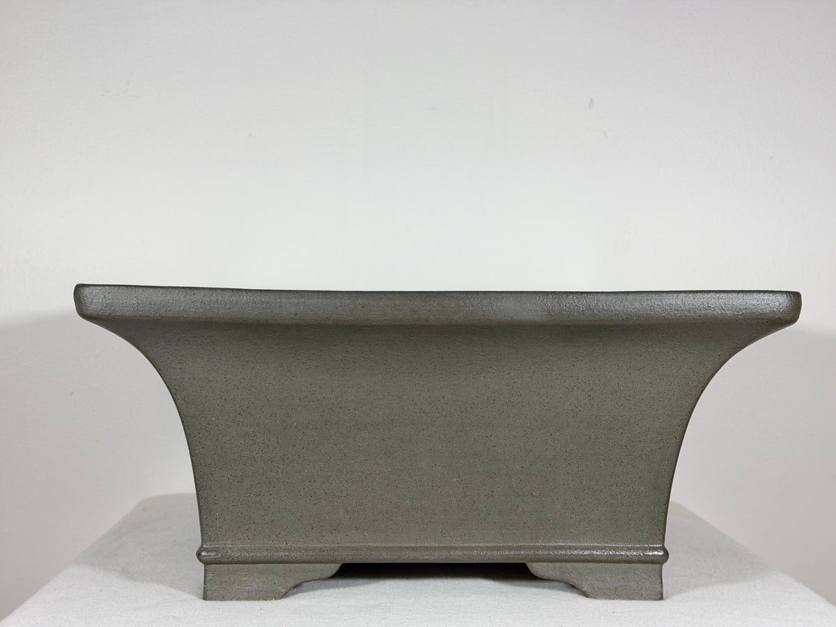Preowned Japanese Tokoname Unglazed Square Cascade Bonsai Pot Hekisui - 14.25” x 14” x 6.25”