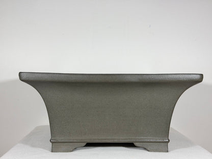 Preowned Japanese Tokoname Unglazed Square Cascade Bonsai Pot Hekisui - 14.25” x 14” x 6.25”