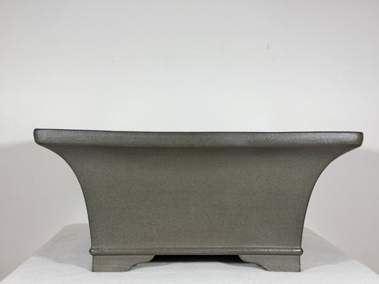 Preowned Japanese Tokoname Unglazed Square Cascade Bonsai Pot Hekisui - 14.25” x 14” x 6.25”