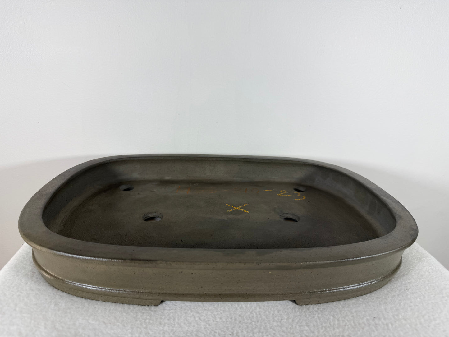 Preowned Japanese Tokoname Unglazed Rectangular Shallow Bonsai Pot Seizan - 15.25” By 11”