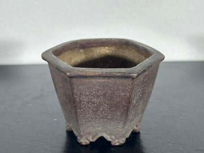 Preowned Vintage Japanese Tokoname Mame Cascade Bonsai Pot Sekishin - 2 1/8” By 1 7/8”