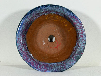Preowned Japanese Tokoname Glazed Round Bonsai Pot Syuhou Yoshimura - 6.5” By 3.25”
