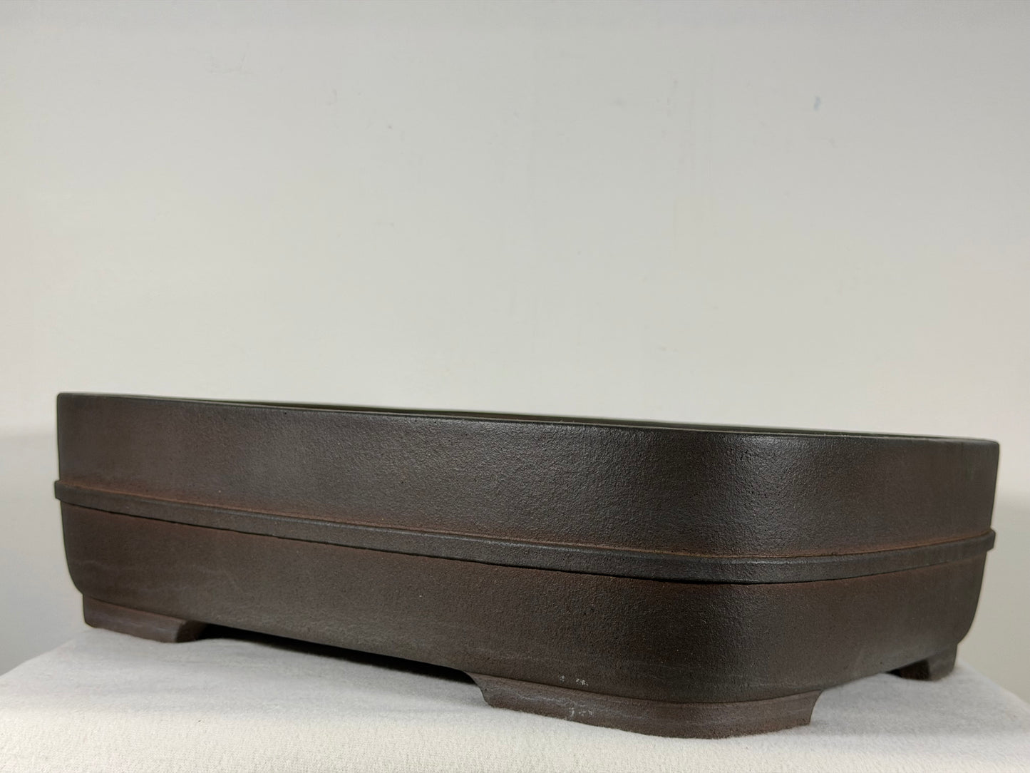 Preowned Japanese Tokoname Unglazed Rectangular Bonsai Pot Kisen - 16.25” By 12.75”