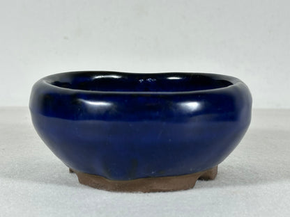 Preowned Japanese Glazed Round Shohin Bonsai Pot - 4” By 1.75”