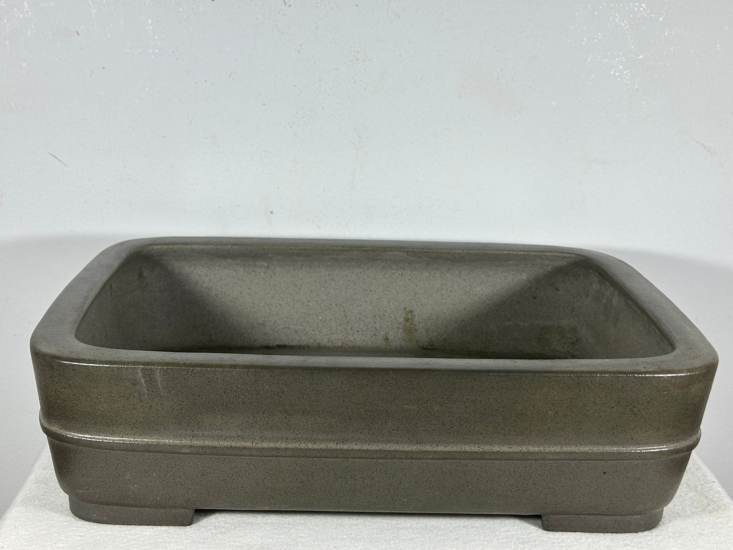 Preowned Japanese Tokoname Unglazed Rectangular Bonsai Pot Seizan - 15” By 10.75”