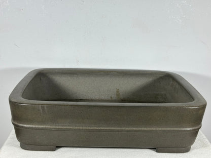 Preowned Japanese Tokoname Unglazed Rectangular Bonsai Pot Seizan - 15” By 10.75”