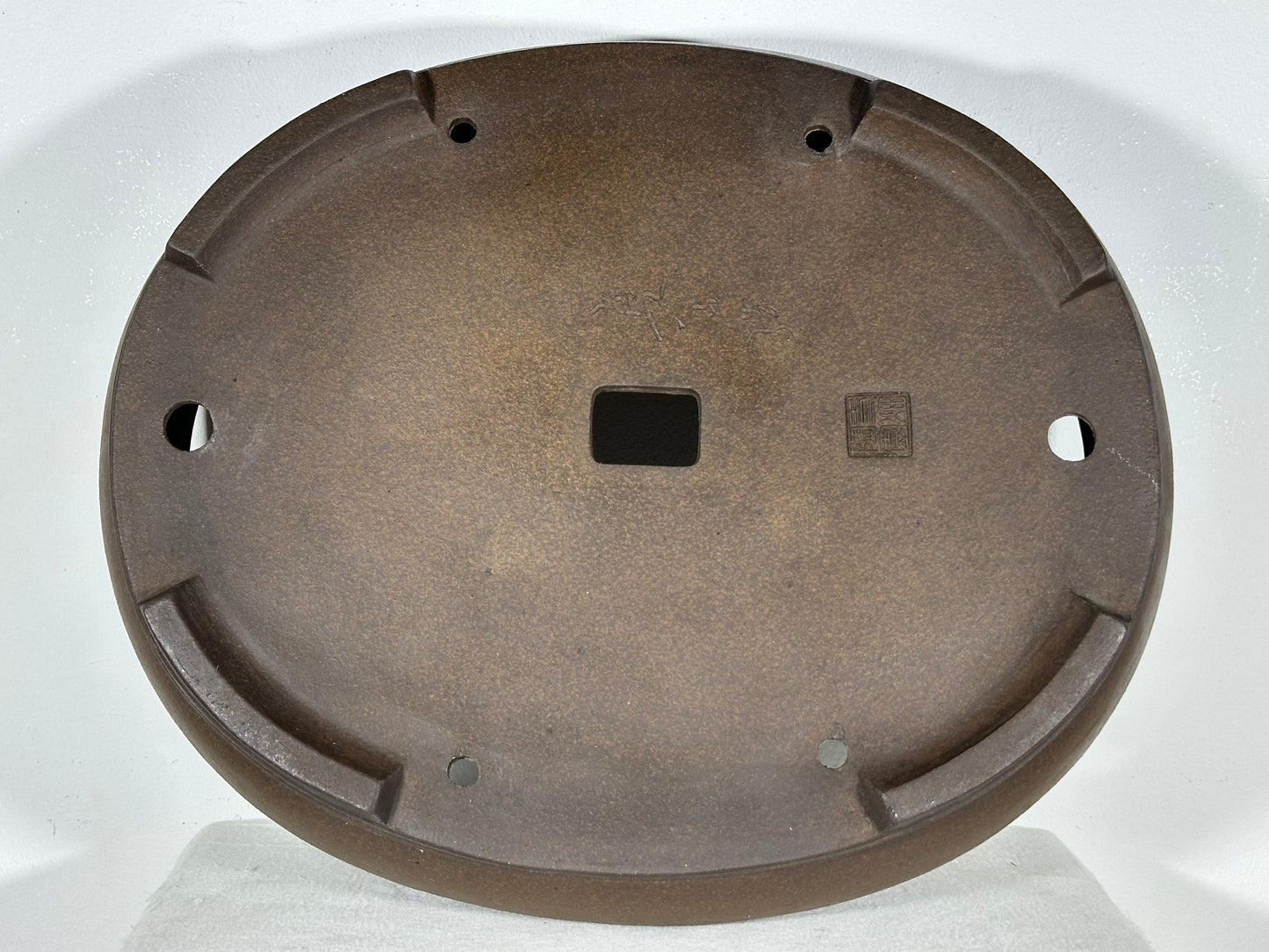 Preowned Vintage Japanese Tokoname Unglazed Oval Bonsai Pot Mazan Terahata - 18” By 15”
