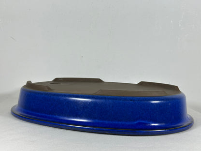 Preowned Japanese Tokoname Glazed Shallow Oval Bonsai Pot - 13.25” By 10.5”