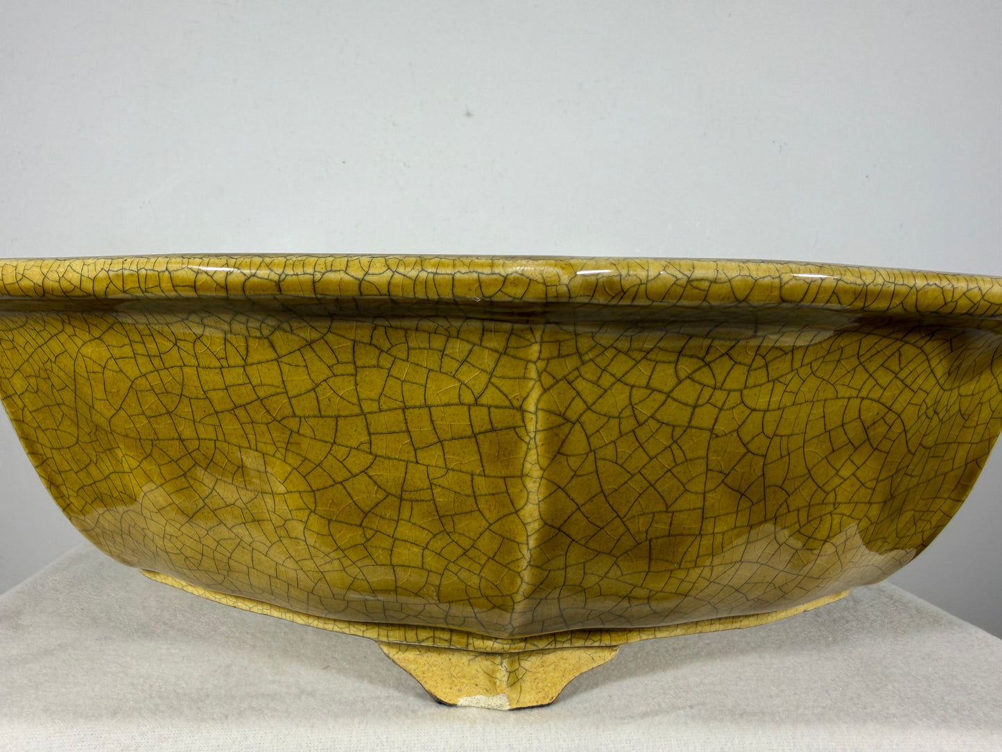 Preowned Japanese Tokoname Glazed Rinka Style Bonsai Pot Mazan Terahata - 20.75” By 20”