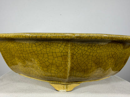 Preowned Japanese Tokoname Glazed Rinka Style Bonsai Pot Mazan Terahata - 20.75” By 20”