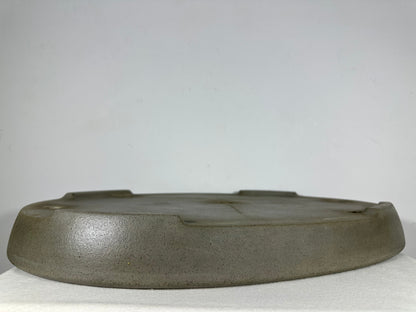 Preowned Japanese Tokoname Unglazed Oval Shallow Bonsai Pot Seizan - 20.5” By 14.5”