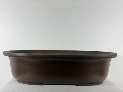 Preowned Japanese Tokoname Oval Unglazed Bonsai Pot Yamagen - 18” By 14.75”