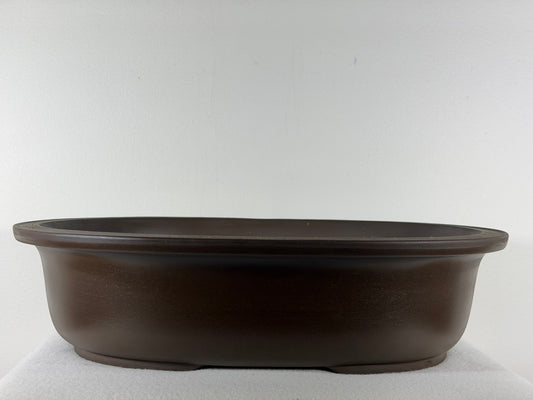 Preowned Japanese Tokoname Oval Unglazed Bonsai Pot Yamagen - 18” By 14.75”