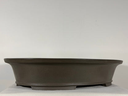Preowned Japanese Tokoname Unglazed Oval Bonsai Pot Has Stamp - 20” x 15” x 4”