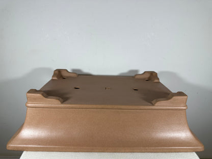 Preowned Japanese Tokoname Unglazed Rectangular Bonsai Pot Seizan - 19.5” By 14.25”