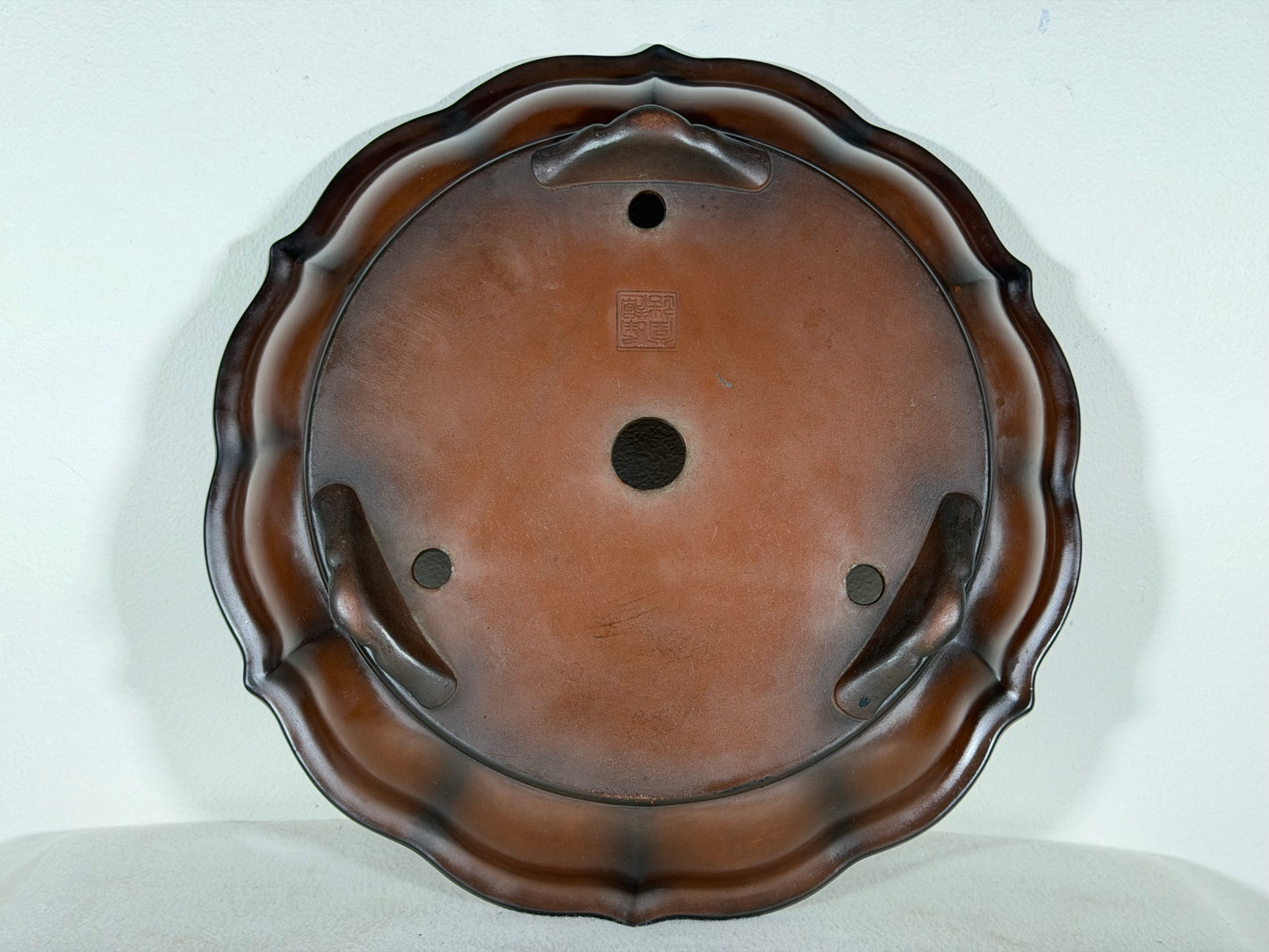 Preowned Japanese Tokoname Unglazed Rinka Style Bonsai Pot Houkidou - 12.5” By 2.5”
