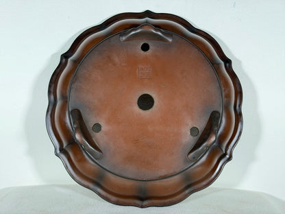 Preowned Japanese Tokoname Unglazed Rinka Style Bonsai Pot Houkidou - 12.5” By 2.5”