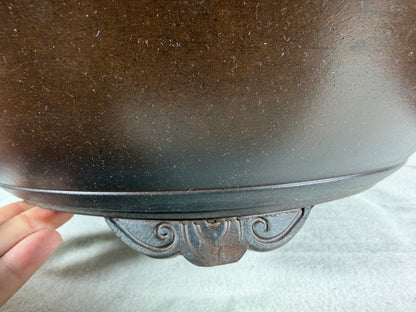 Preowned Vintage Japanese Tokoname Unglazed Round Bonsai Pot Tazan - 15.75” By 4.25”