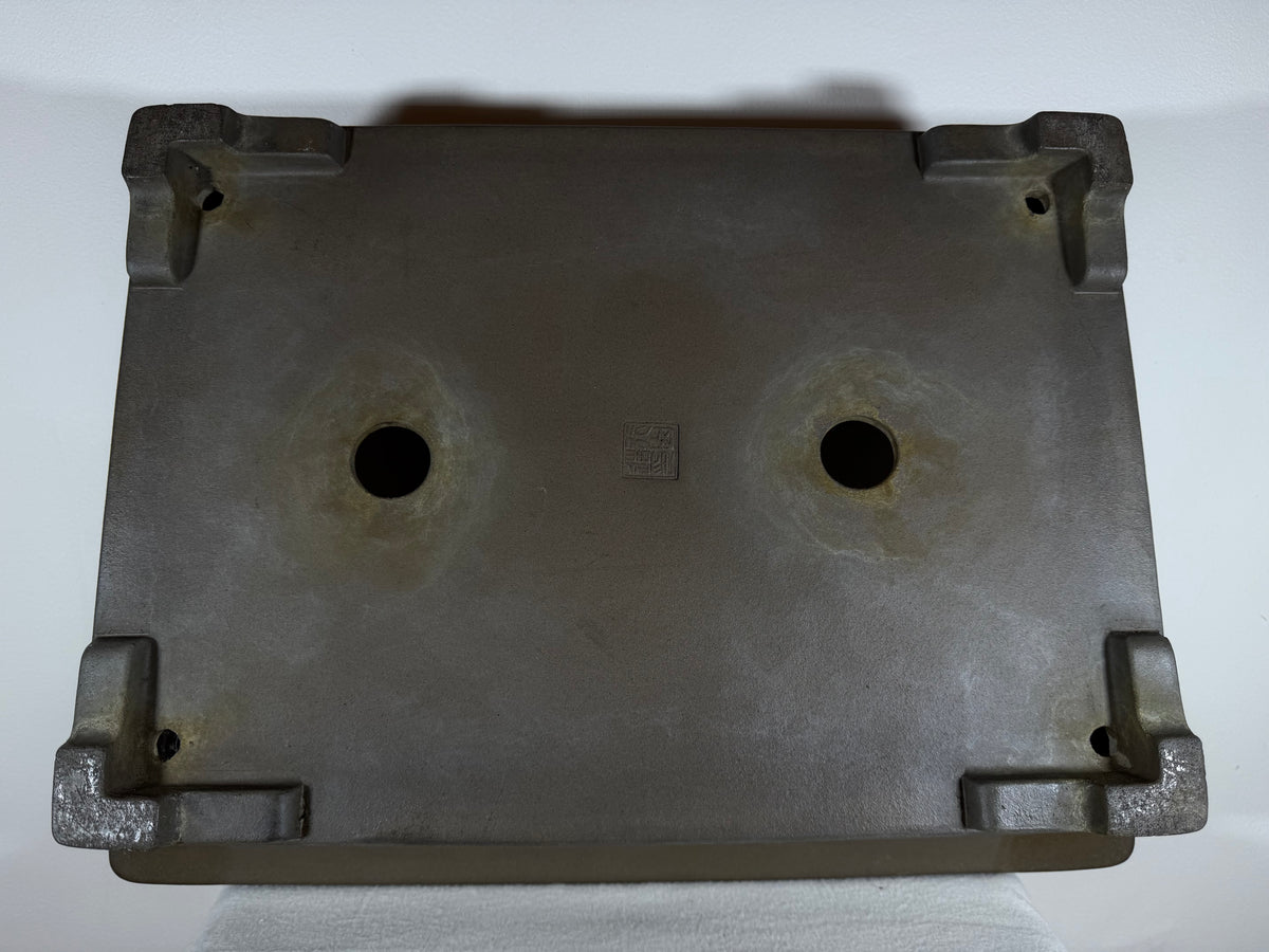 Preowned Japanese Tokoname Unglazed Rectangular Bonsai Pot Gyouzan Nakano - 22” x 16.5” x 6”