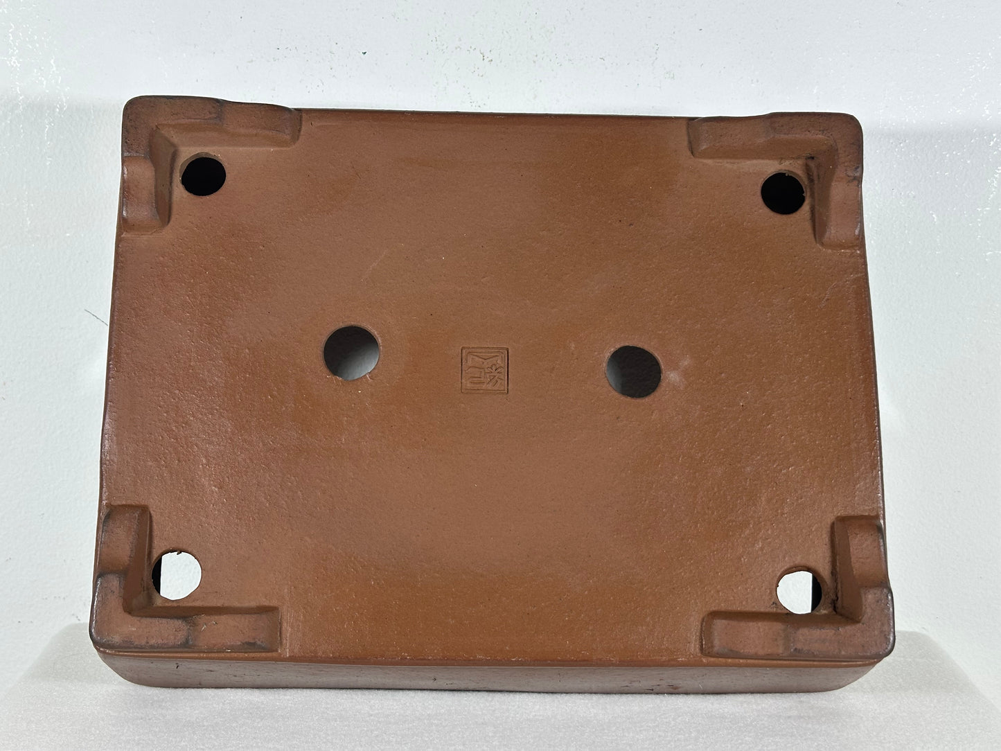 Preowned Japanese Tokoname Unglazed Rectangular Bonsai Pot Keizan - 12.5” By 9.5”