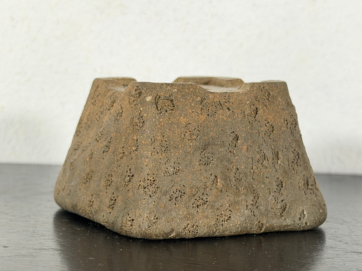 Preowned Japanese Tokoname Unglazed Square Bonsai Pot - 2.25” By 1.25”