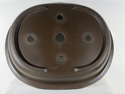 Preowned Japanese Tokoname Oval Unglazed Bonsai Pot Yamagen - 18” By 14.75”