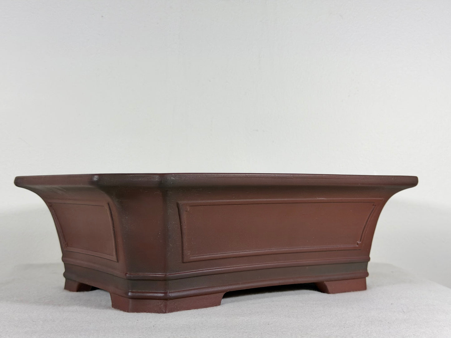Preowned Japanese Tokoname Unglazed Rectangular Bonsai Pot Bigei - 12.25” By 9.5”