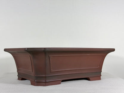 Preowned Japanese Tokoname Unglazed Rectangular Bonsai Pot Bigei - 12.25” By 9.5”