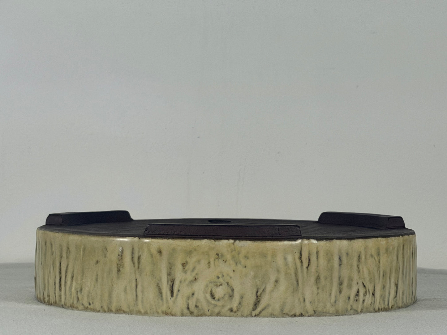 Preowned Japanese Tokoname Glazed Round Bonsai Pot Yamafusa - 9.25” By 2”