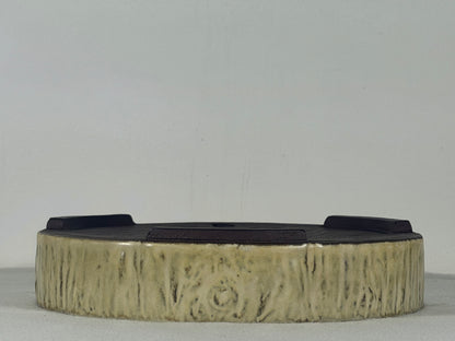 Preowned Japanese Tokoname Glazed Round Bonsai Pot Yamafusa - 9.25” By 2”
