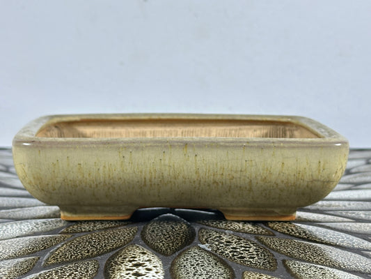 Preowned Japanese Tokoname Glazed Rectangular Bonsai Pot Bigei - 6” By 4.5”