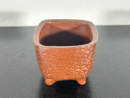 Preowned Japanese Tokoname Square Semi Cascade Bonsai Pot with Stamps - 1.75” By 1.25”