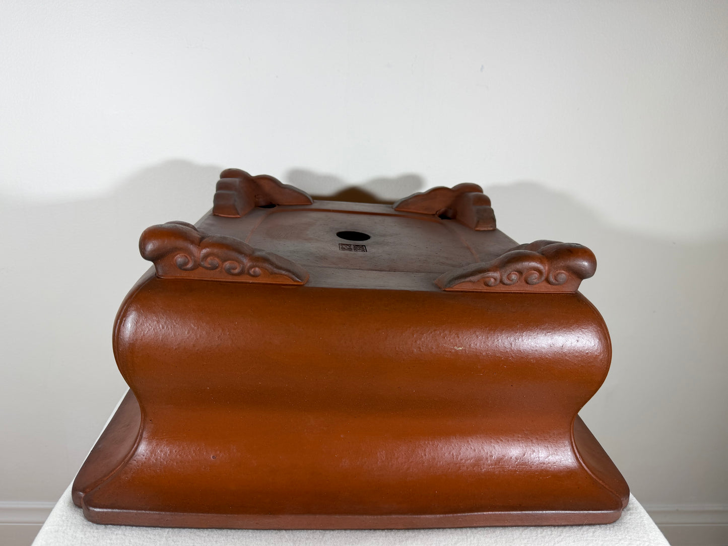 Preowned Japanese Tokoname Unglazed Square Bonsai Pot Syouzan - 16.25” By 7.5”