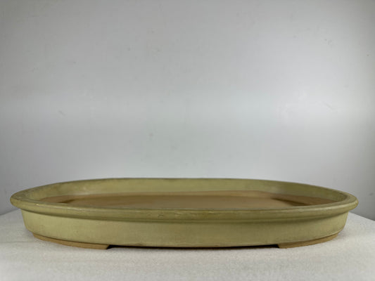 Preowned Japanese Glazed Oval Shallow Bonsai Pot - 13.25” By 8.5”