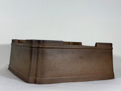 Preowned Japanese Tokoname Unglazed Square Bonsai Pot Sanpo - 11.25” By 4 1/8”