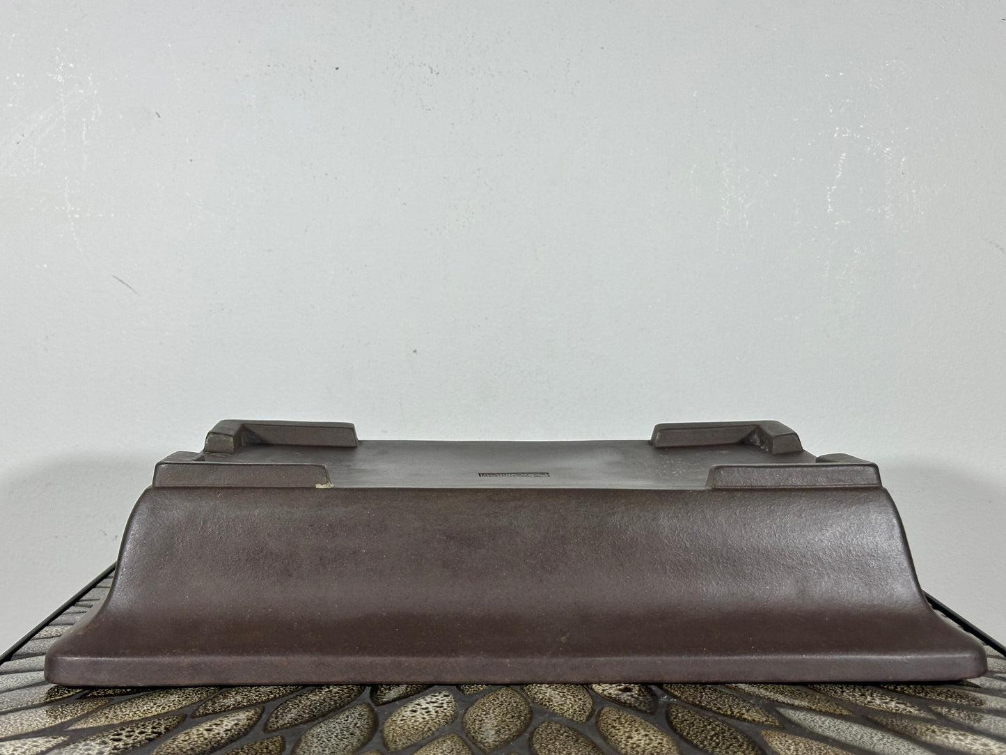 Preowned Vintage Japanese Tokoname Unglazed Rectangular Bonsai Pot Yamaaki - 14” x 9 3/8”