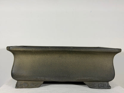 Preowned Vintage Japanese Tokoname Unglazed Rectangular Bonsai Pot Aiba Koyo - 15” By 11.25”