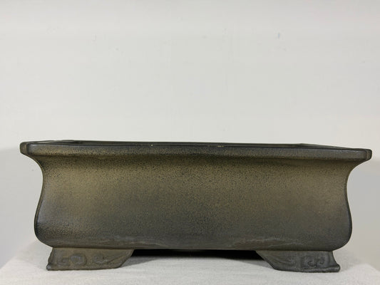 Preowned Vintage Japanese Tokoname Unglazed Rectangular Bonsai Pot Aiba Koyo - 15” By 11.25”