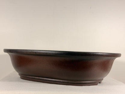 Preowned Japanese Tokoname Oval Bonsai Pot Yamaaki - 16” By 13.75”