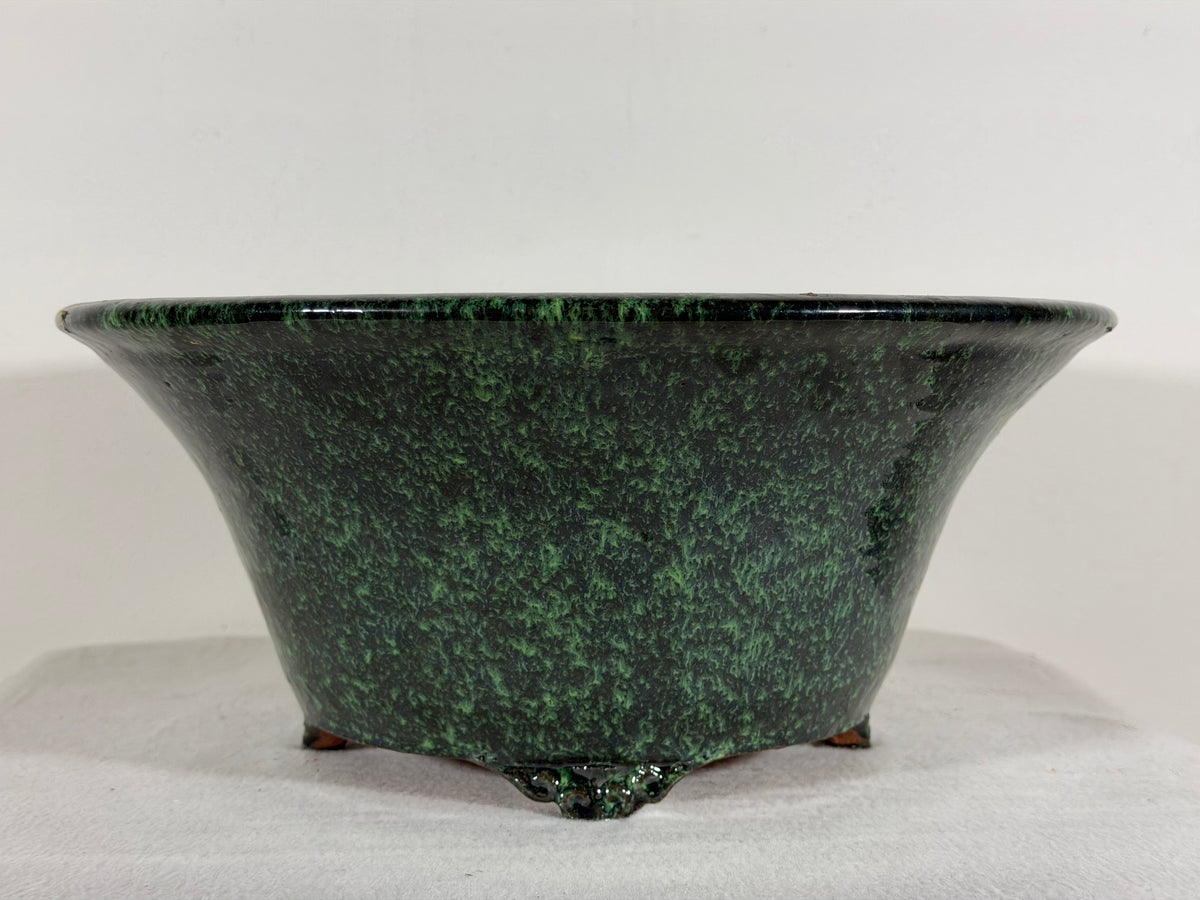 New Japanese Tokoname Glazed Round Bonsai Pot Syuhou Yoshimura - 12.75” By 5.75”