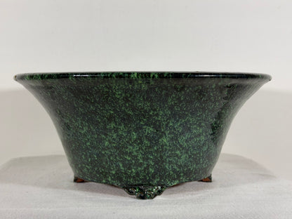 New Japanese Tokoname Glazed Round Bonsai Pot Syuhou Yoshimura - 12.75” By 5.75”