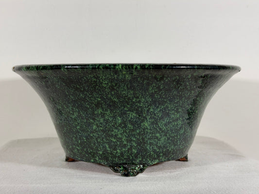 New Japanese Tokoname Glazed Round Bonsai Pot Syuhou Yoshimura - 12.75” By 5.75”
