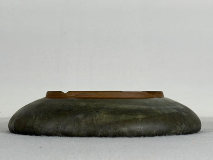 Preowned Japanese Tokoname Glazed Shallow Round Bonsai Pot - 6.5” By 1.25”