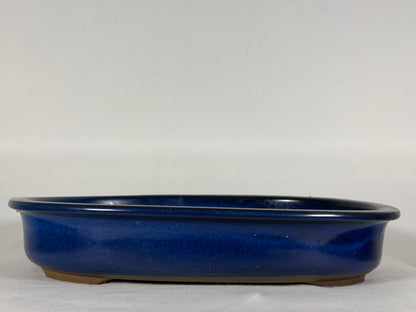 Preowned Japanese Tokoname Glazed Oval Bonsai Pot - 13.25” By 10”